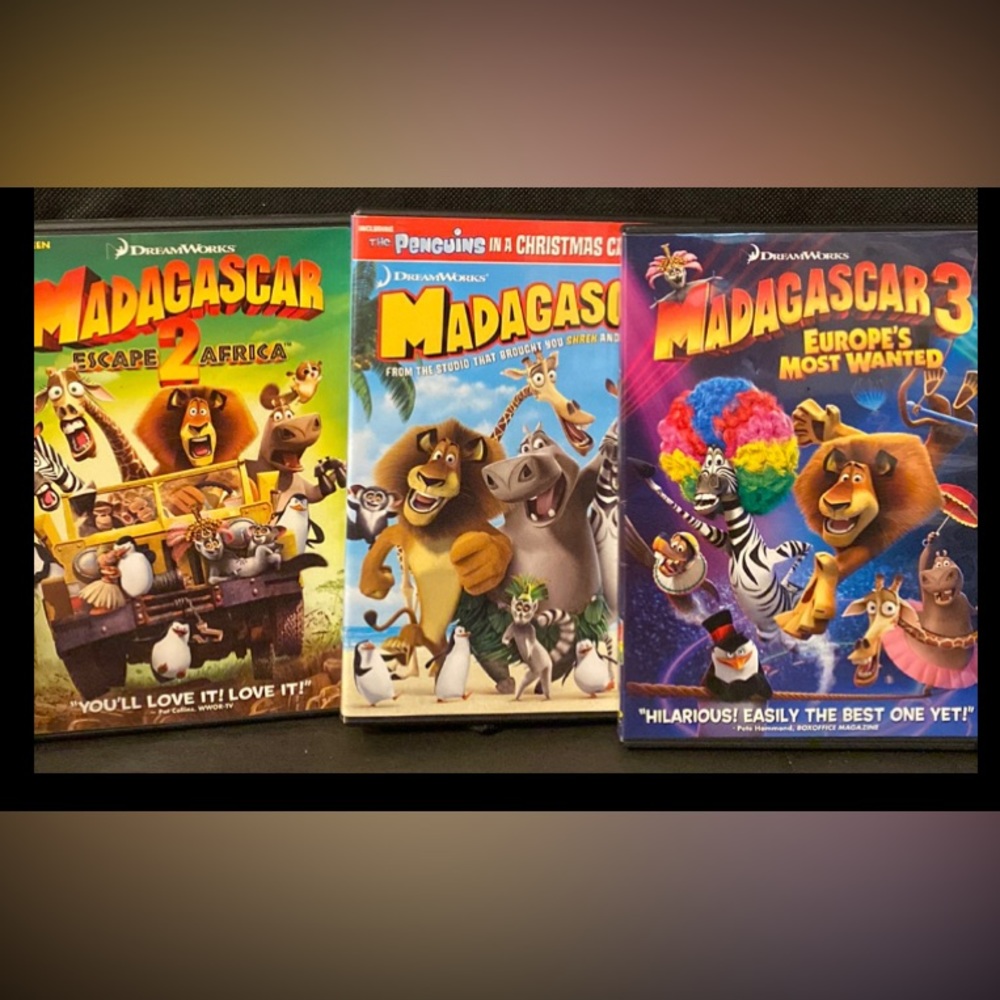 DreamWorks lot of 3 “Madagascar” DVD’s rated PG- used